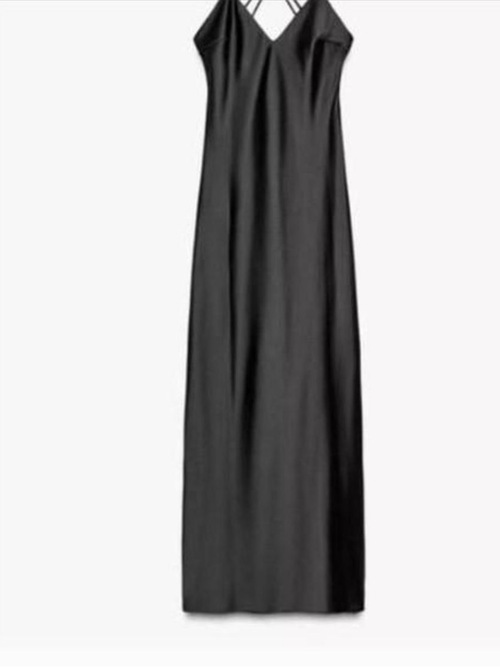 Zara Black Backless Slip Maxi Dress with Thin Straps - Picture 3 of 6